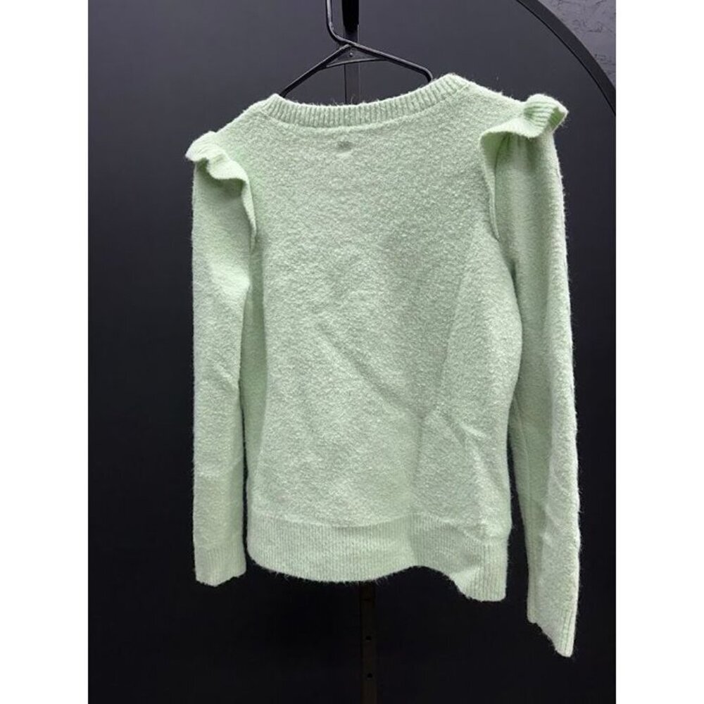 Talbots Cable Knit Ruffle Crewneck Sweater Mint - Picture 6 of 6